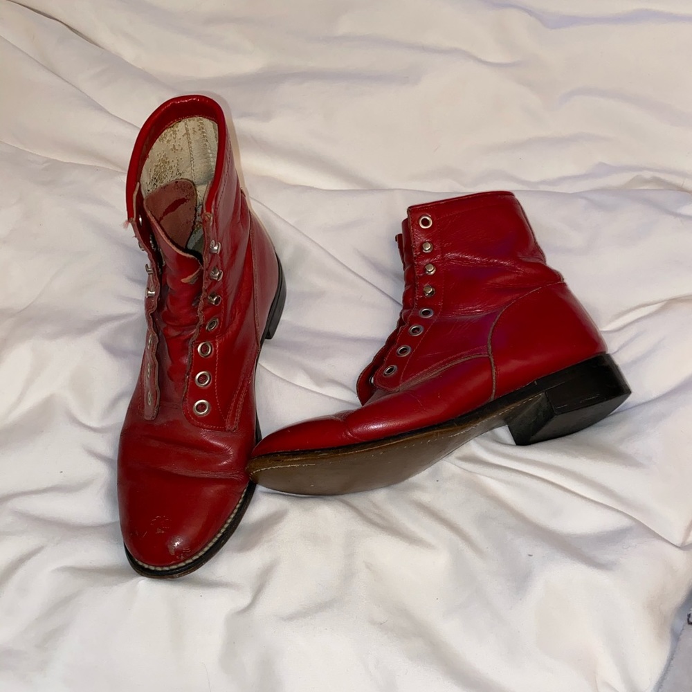 Vintage Red Leather Justin Original Boots